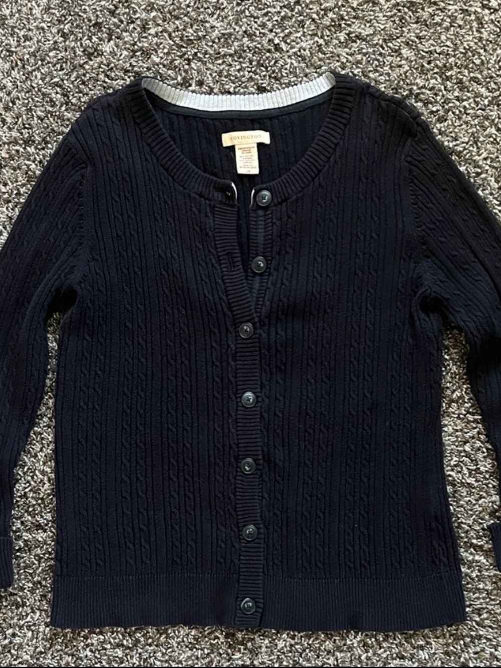 Covington Black Cable Knit Button-Up Cardigan